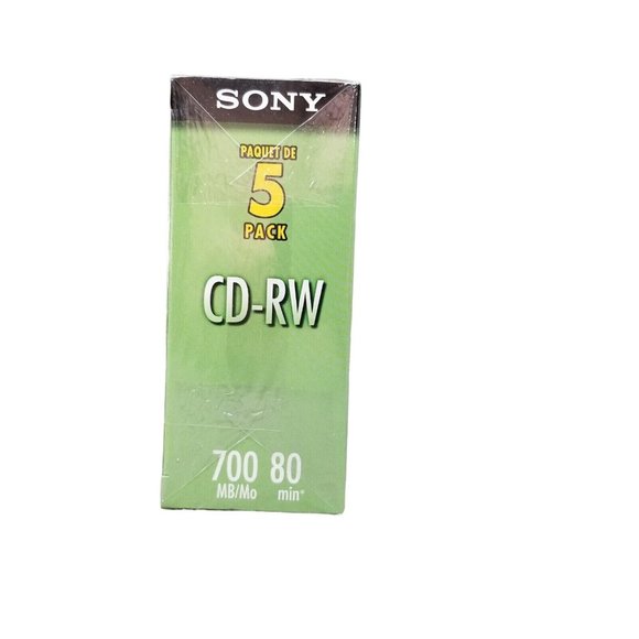 Sony CD - RW 5 Pack Blank Discs 700MB 80 Min Rewritable 5CDRW700L New, Sealed - Picture 11 of 15